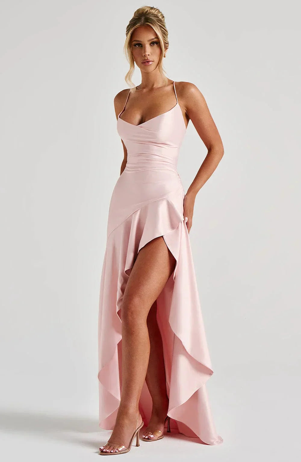 Robe Maxi en Satin Ruffle L’atelier D’amélie