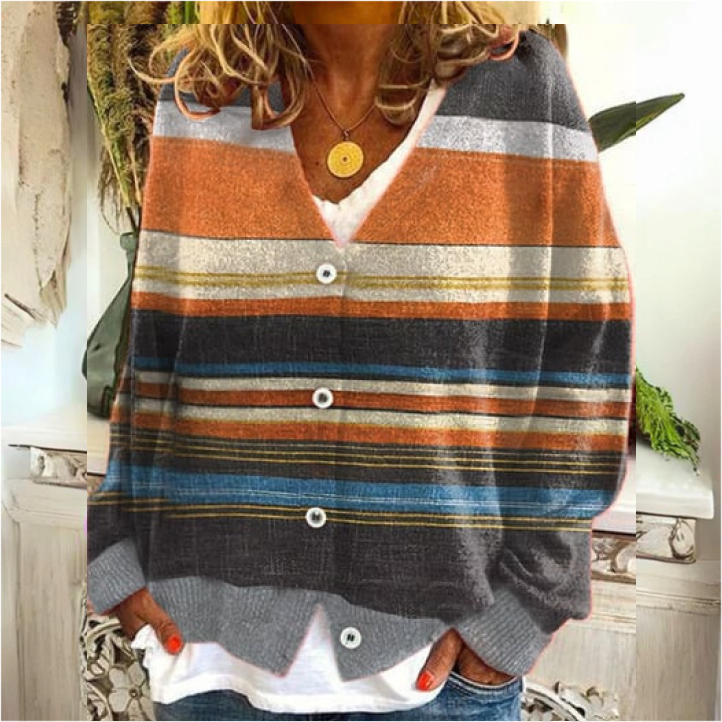 Angie | Veste en tricot chaude pour femmes avec fleurs | Bouton duvet