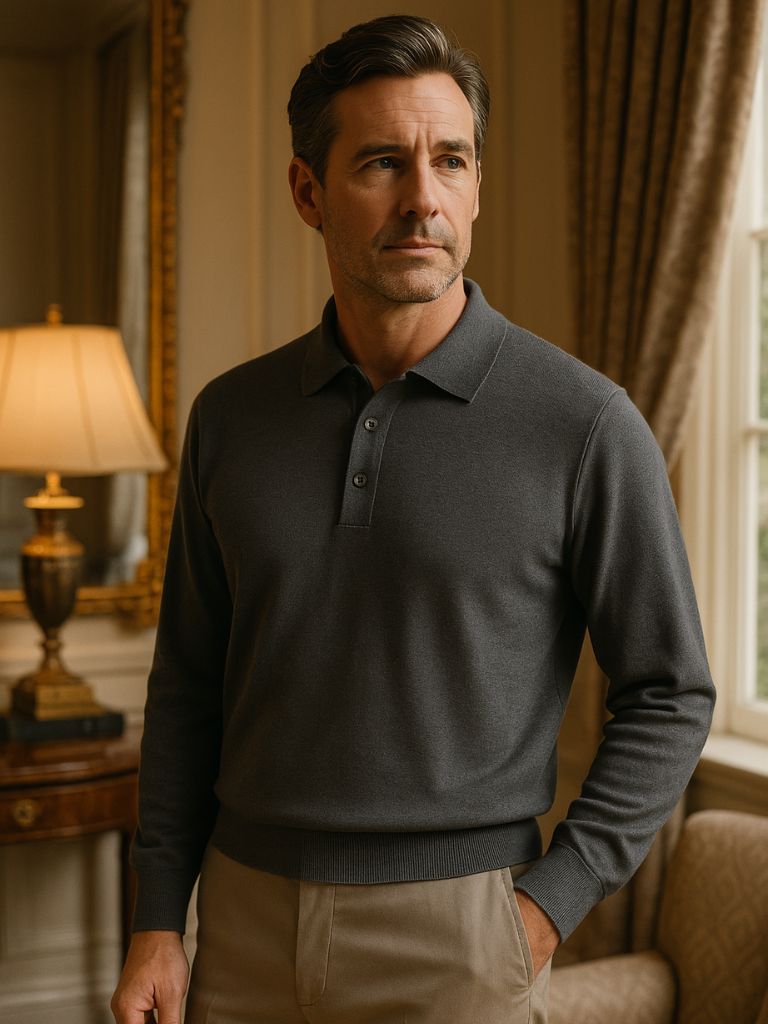 Pull Polo Boutonné en Laine Tricoté - Leviana