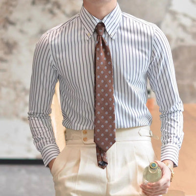 Chemise Rayée Rétro (Marine) - Leviana