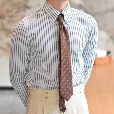 Chemise Rayée Rétro (Marine) - Leviana