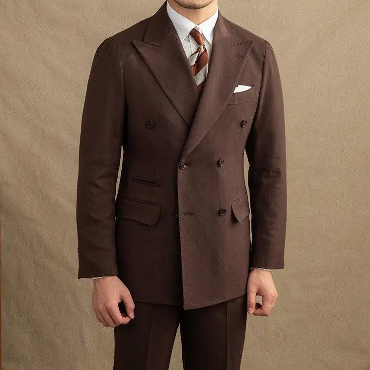 Costume en gabardine marron foncé (veste + pantalon)